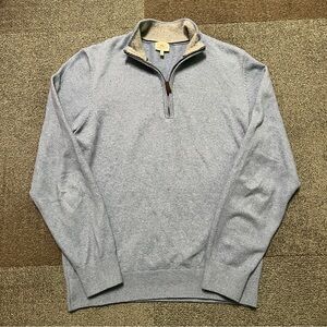 Faherty Men's Jackson Blue Quarter-Zip 1/4 Sweater Sweatshirt Soft Size Medium